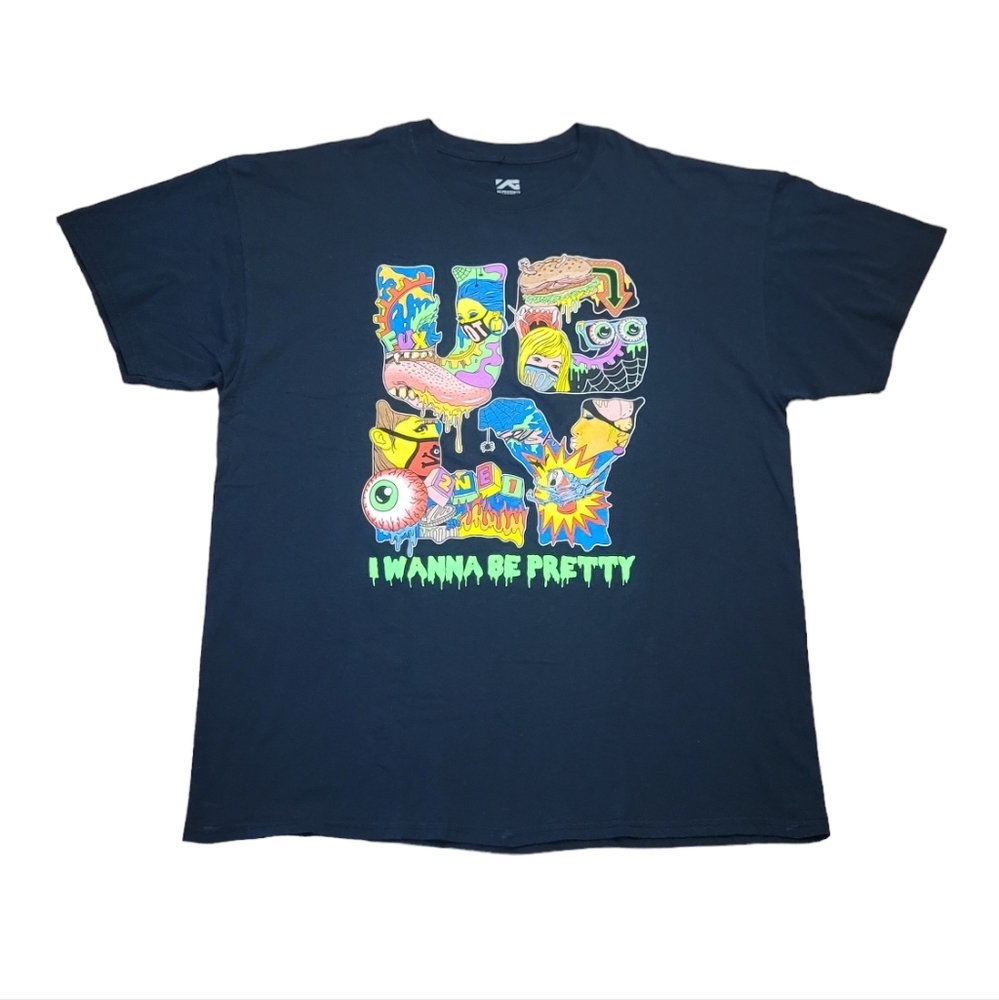 YG Entertainment Ugly I Wanna Be Pretty Size XL Black T-Shirt